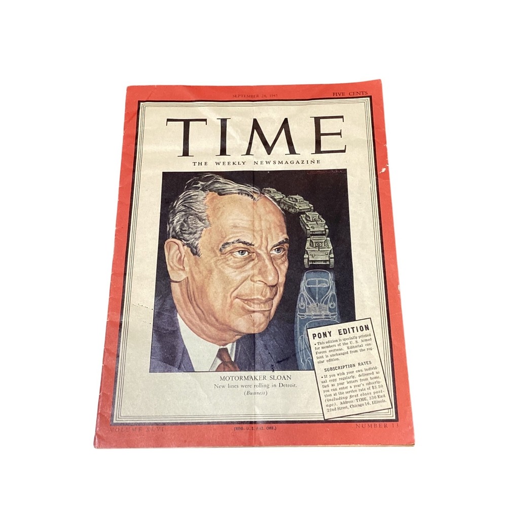 VINTAGE TIME Magazine September 24 1945 Motormaker Sloan Pony Edition News